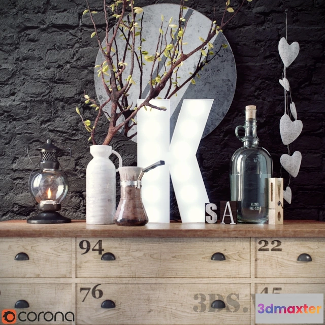 1599254 - decoration - Decor set with hearts 3D Max