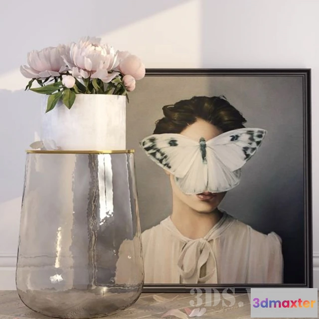 1599292 - decoration - Set with peonies 3D Max