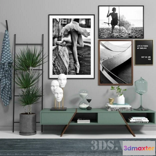 1599346 - decoration - Scandinavian set with nightstand Ray 3D Max