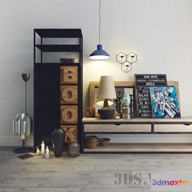 1599352 - decoration - Cabinet shelving and decor 3D Max