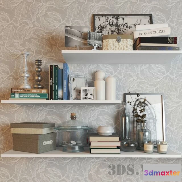 1599360 - decoration - Decor set with white candles 3D Max