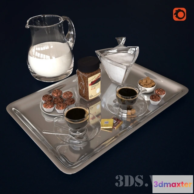 1599402 - decoration - Coffee set on a tray 3D Max
