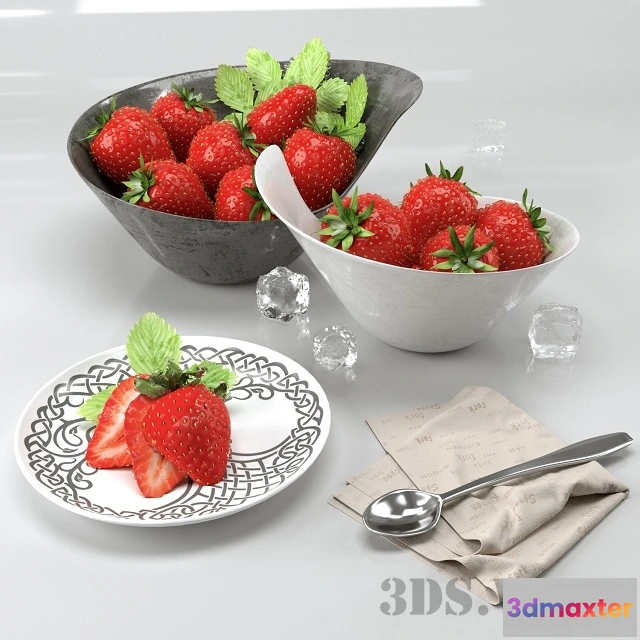 1599406 - decoration - Dishes with strawberries 3D Max