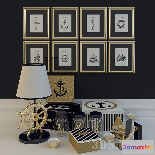1599472 - decoration - Beautiful marine decorative set 3D Max