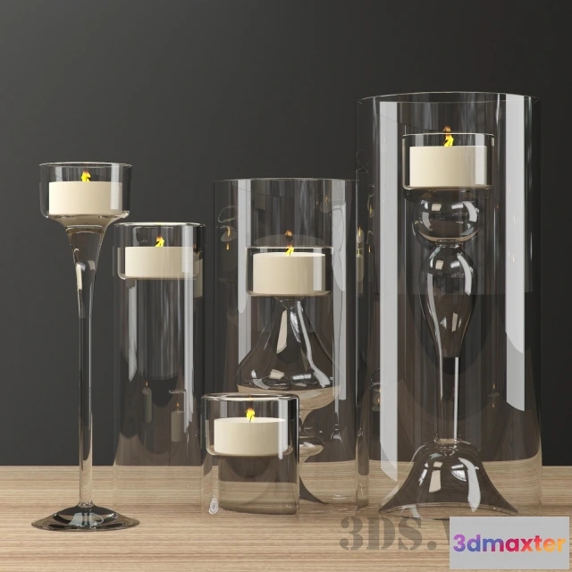 1599476 - decoration - Candles with beautiful candlesticks 3D Max