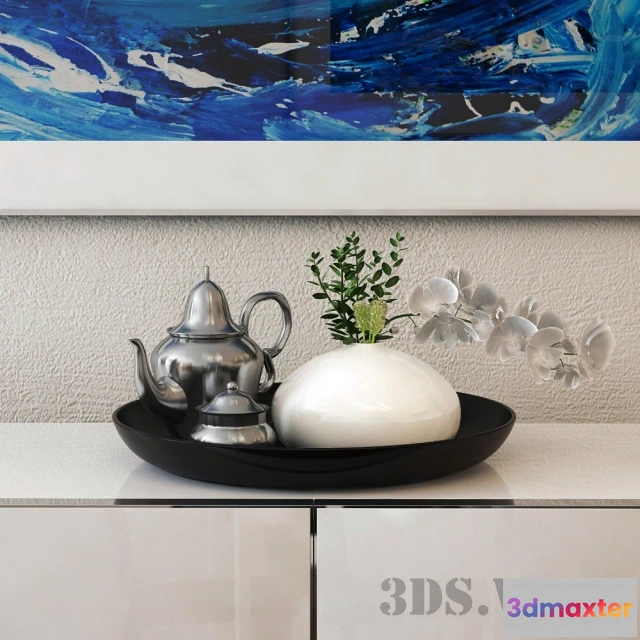 1599478 - decoration - Tea set with flower 3D Max