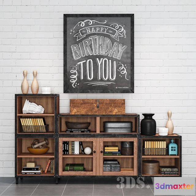 1599480 - decoration - Locker with various interior items and a picture 3D Max