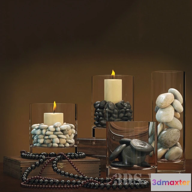 1599482 - decoration - Glasses with candles and decorative elements 3D Max