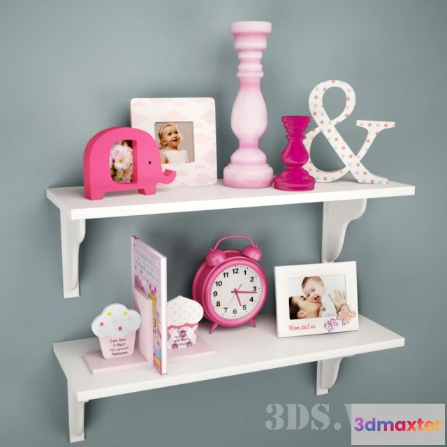 1599496 - decoration - Shelves with different items 3D Max
