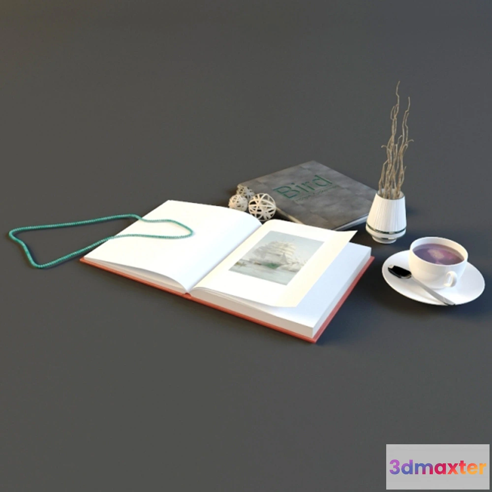 1599520 - decoration - Books and coffee 3D Max