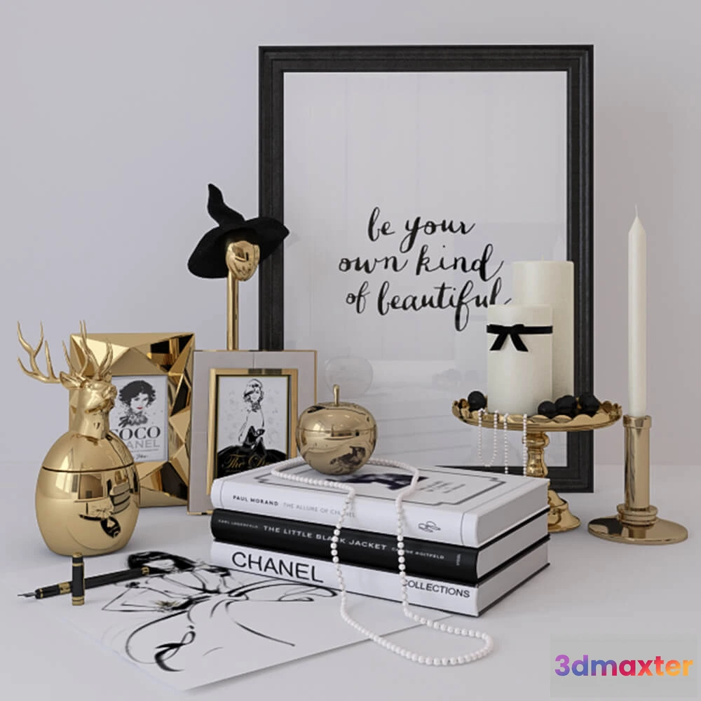 1599568 - decoration - Pictures books candles 3D Max