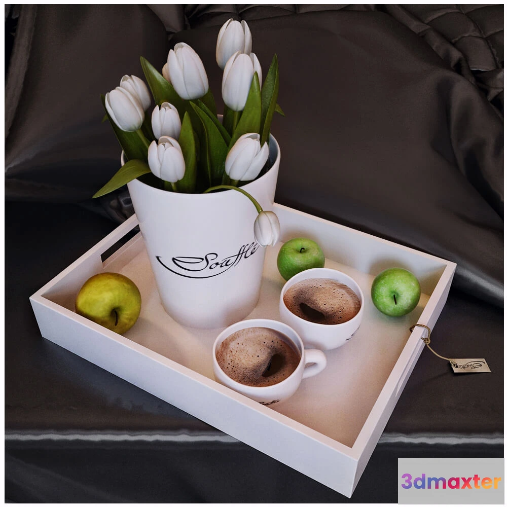 1599586 - decoration - Flowers coffee and apple 3D Max