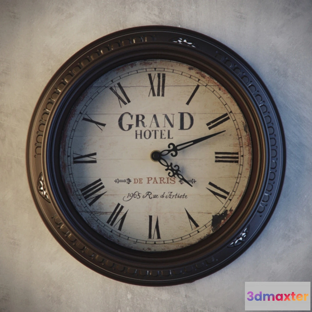 1599732 - decoration - Wall clock Grand Hotel 3D Max