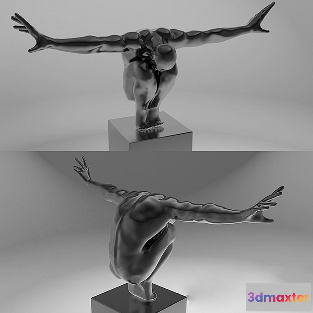 1599874 - decoration - Athlete - black sculpture 3D Max