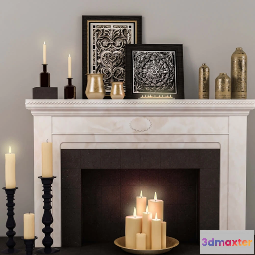 1599910 - decoration - Fireplace decorative set 3D Max