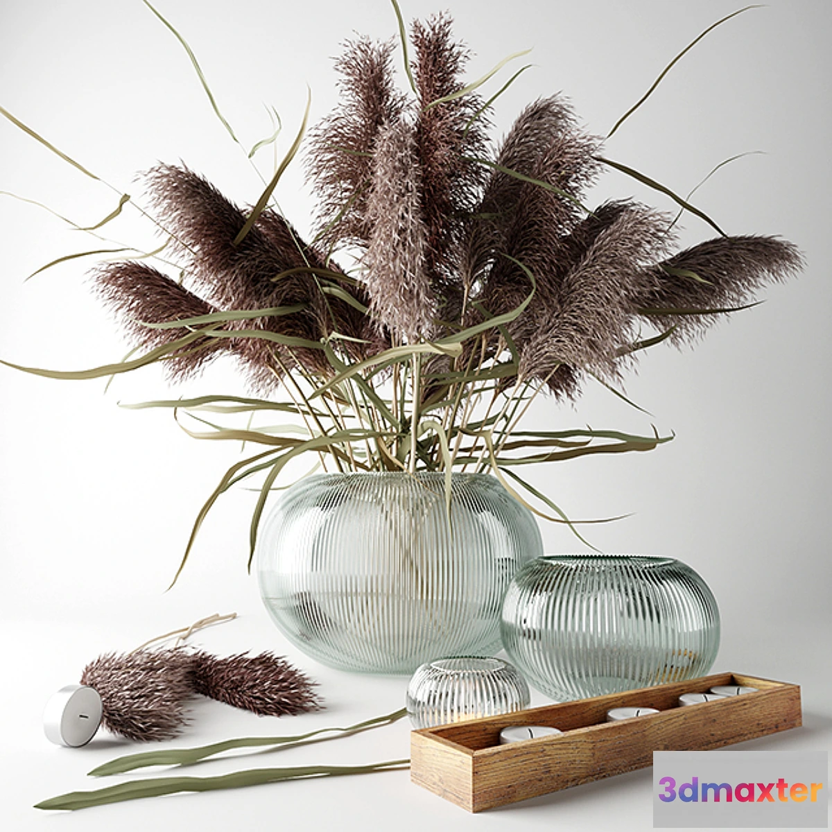 547759 - Bouquet of dry grass in a glass vase