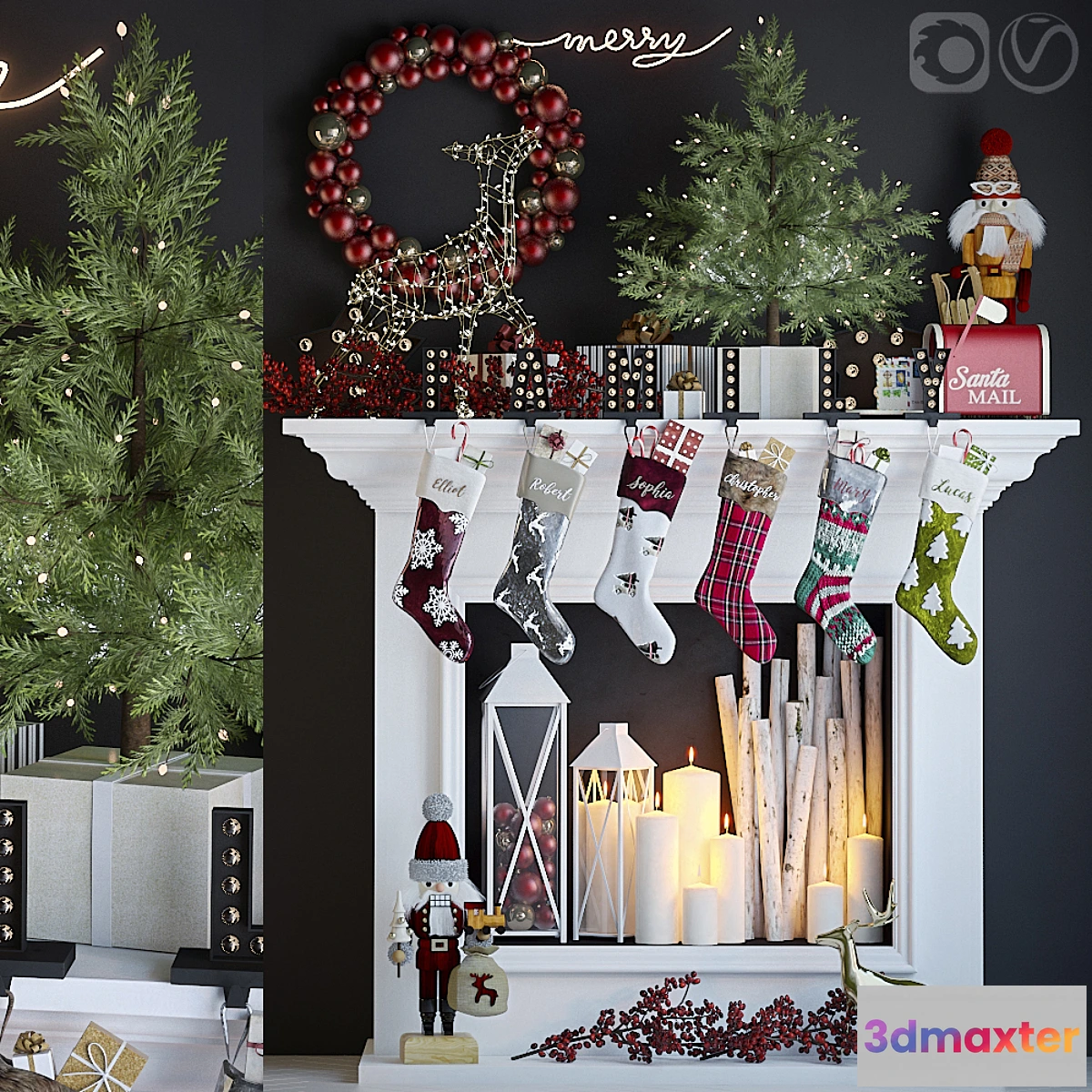 547871 - Artificial fireplace with Christmas decoration 5