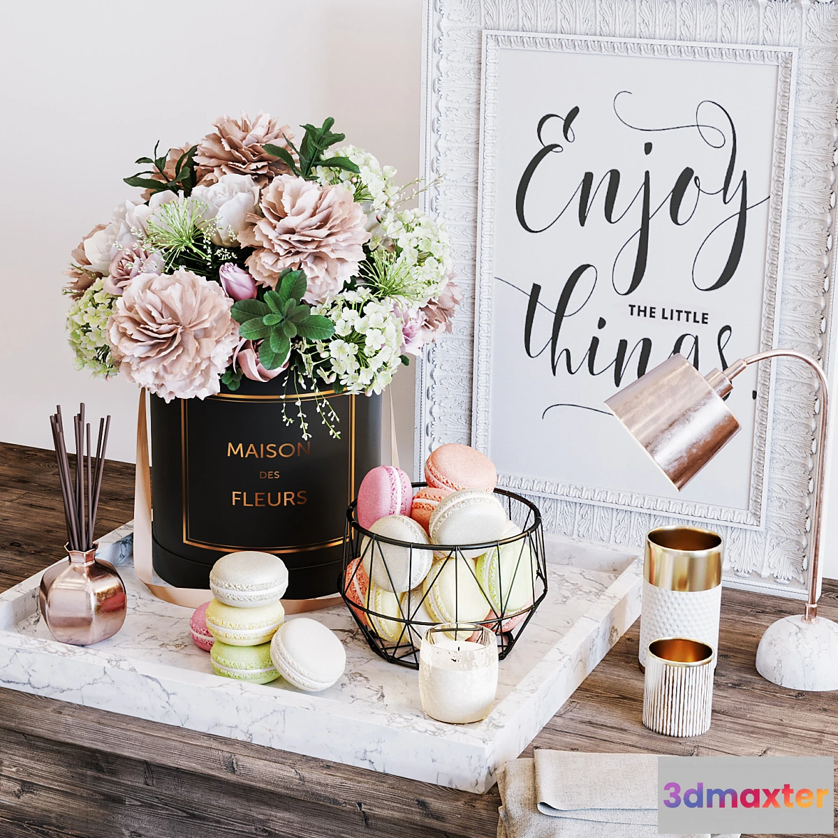 547959 - Flowers & macarons decorative set