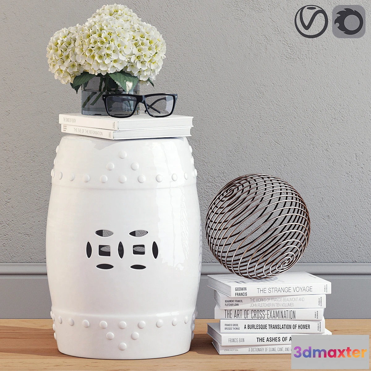 547985 - Decorative Set with Ceramic Garden Stool