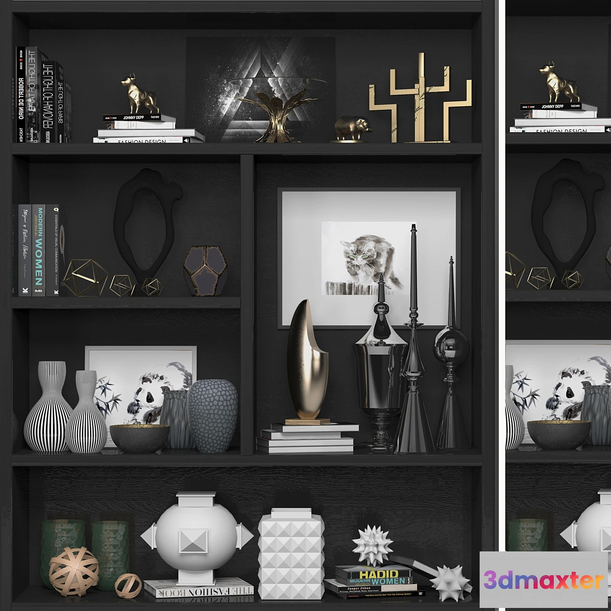580350 - Bookcase with books decor and figurines 11