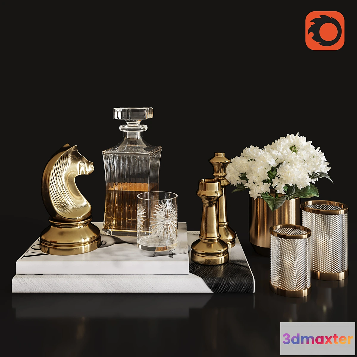 613399 - Decoration Set 27 Chess Liquor and Hydrandgea