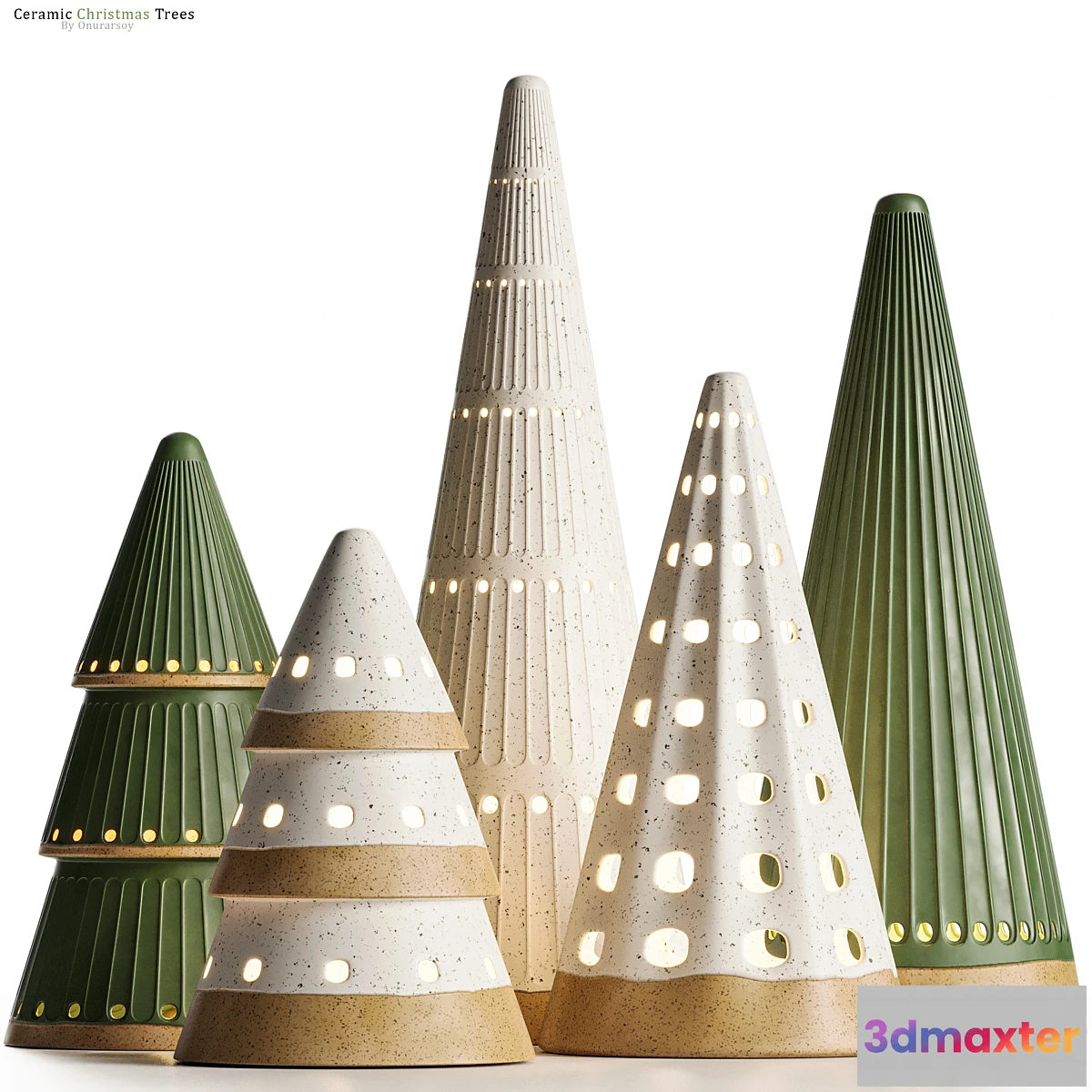 617877 - Crate & barrel - LED Ceramic Christmas Trees Decoration Set