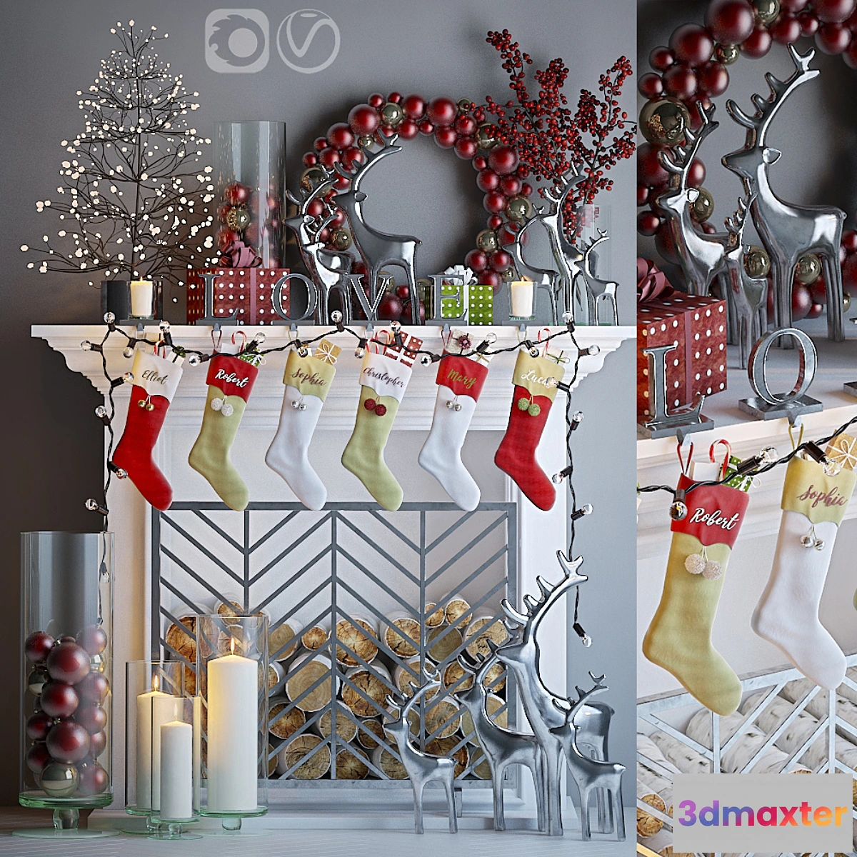 659701 - Artificial fireplace with Christmas decoration 4 - No.2