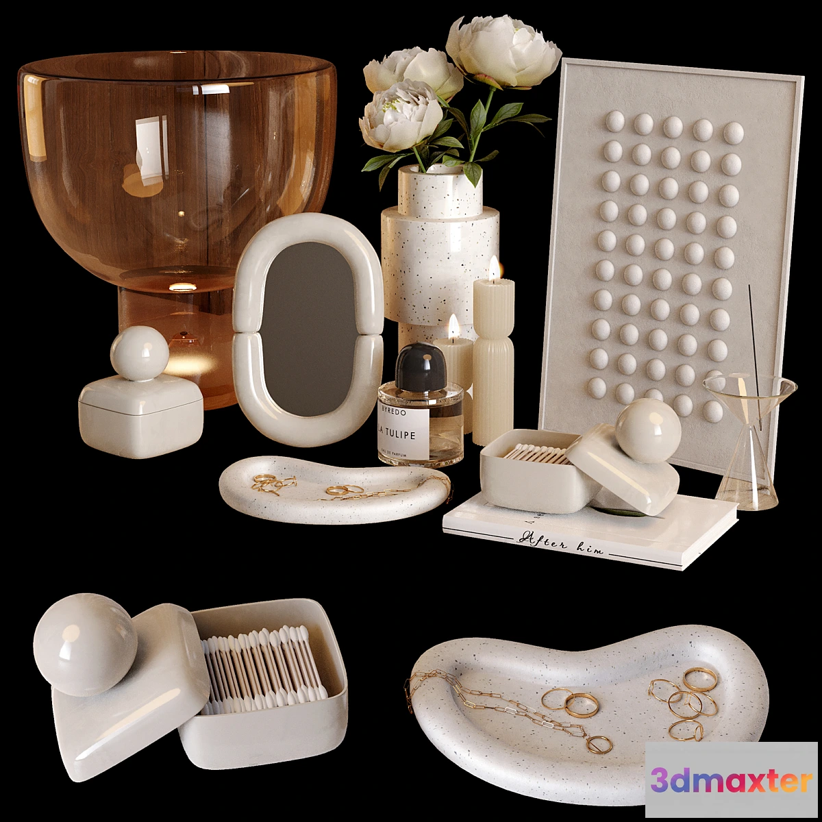 681060 - Beige decor set with peony flowers