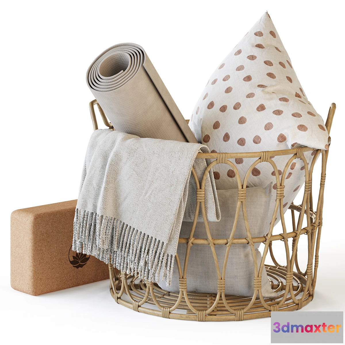 681066 - Wicker basket with yoga accessories