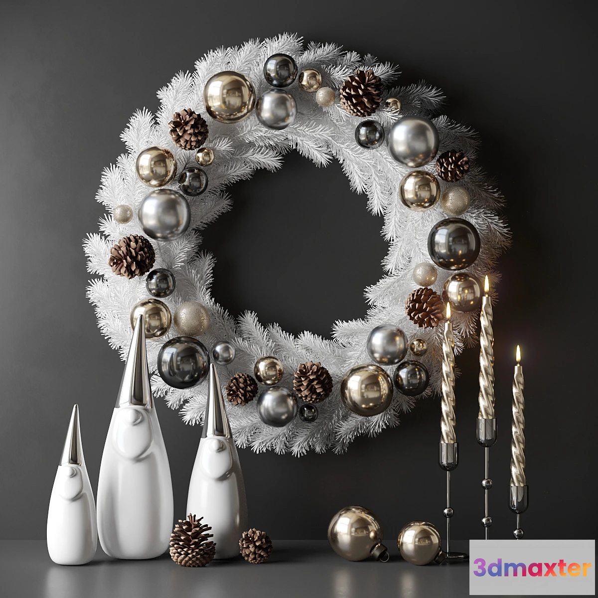 701804 - Christmas decor with candles and wreath
