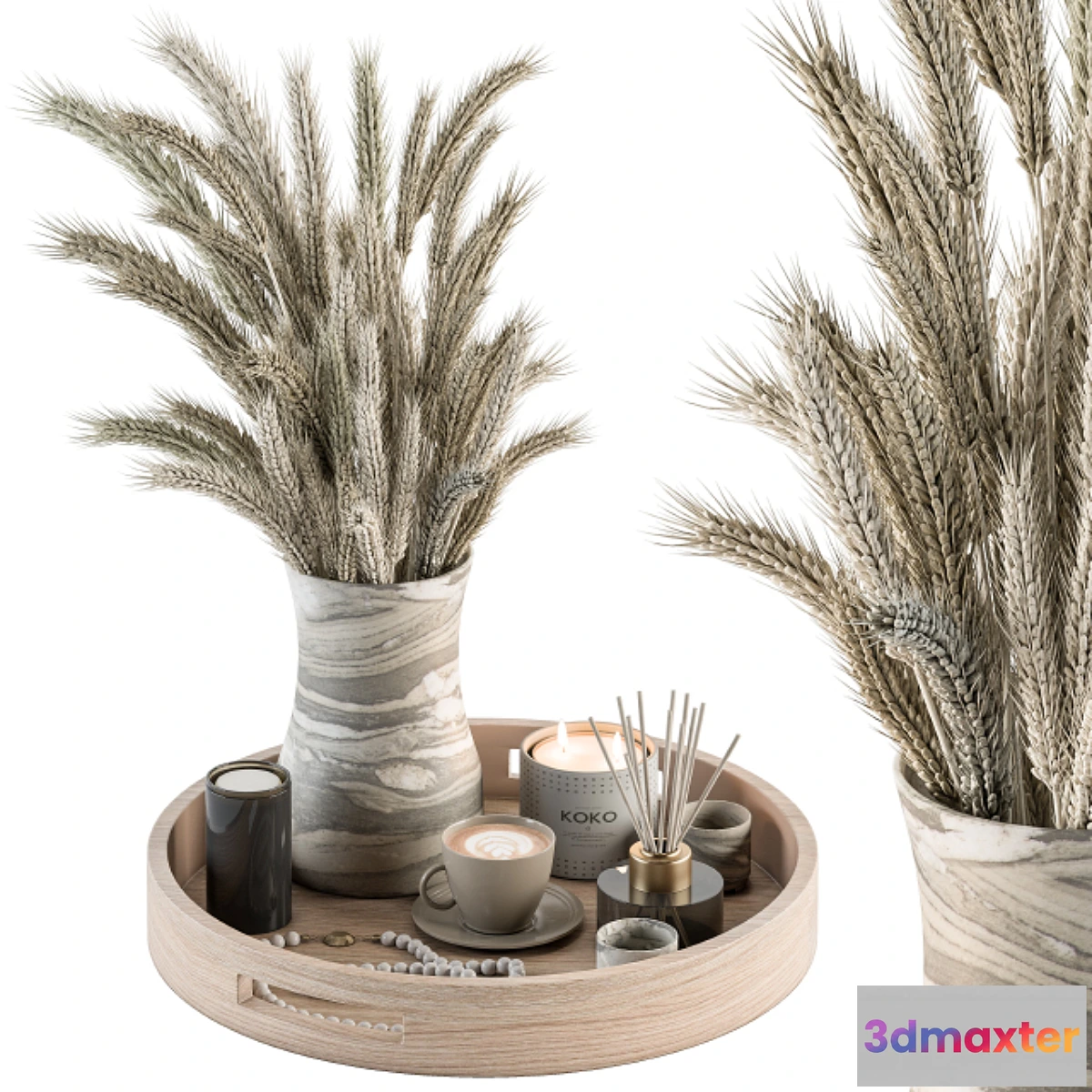 701846 - White Decorative Set with Wheat - Set 75