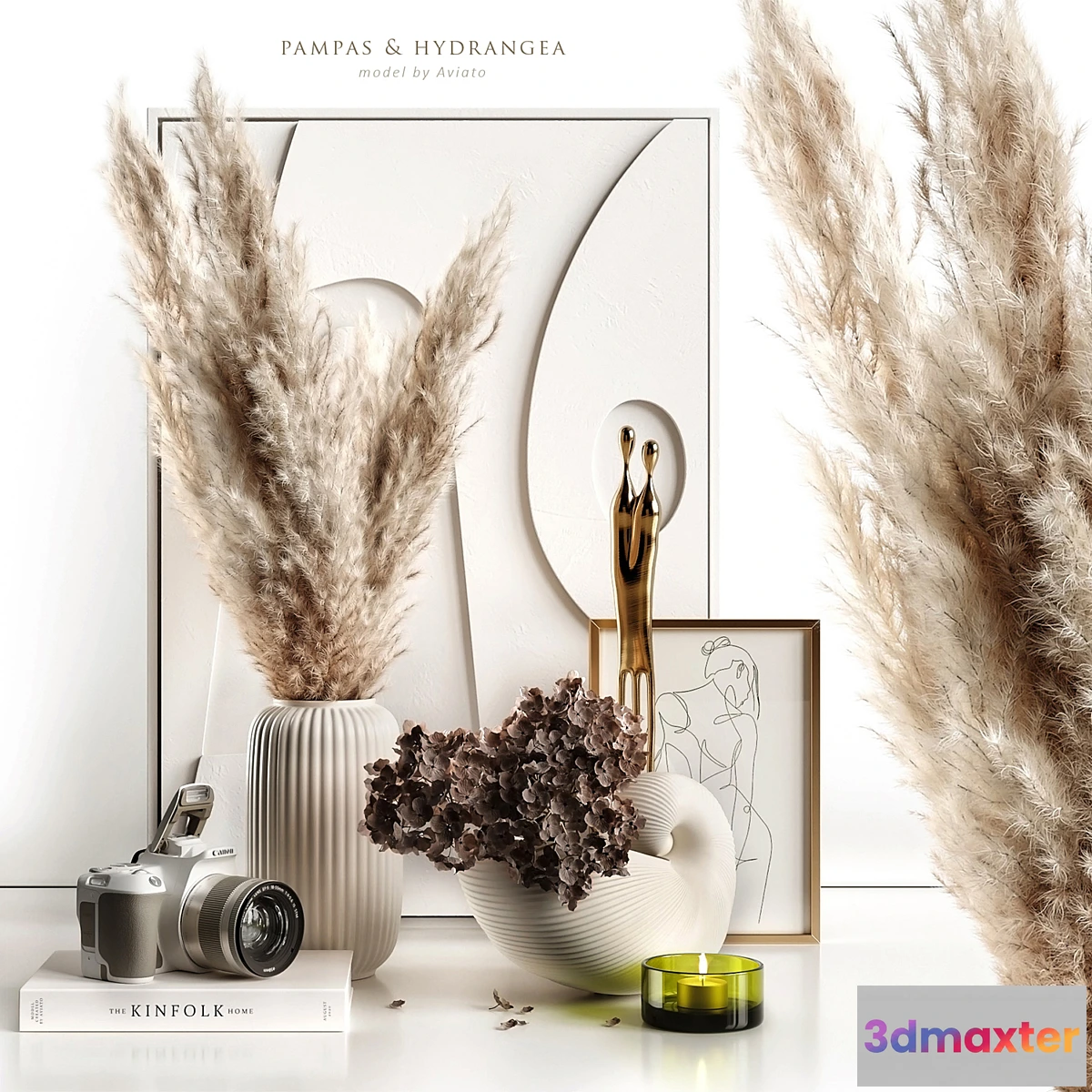 701880 - Pampas & hydrangea