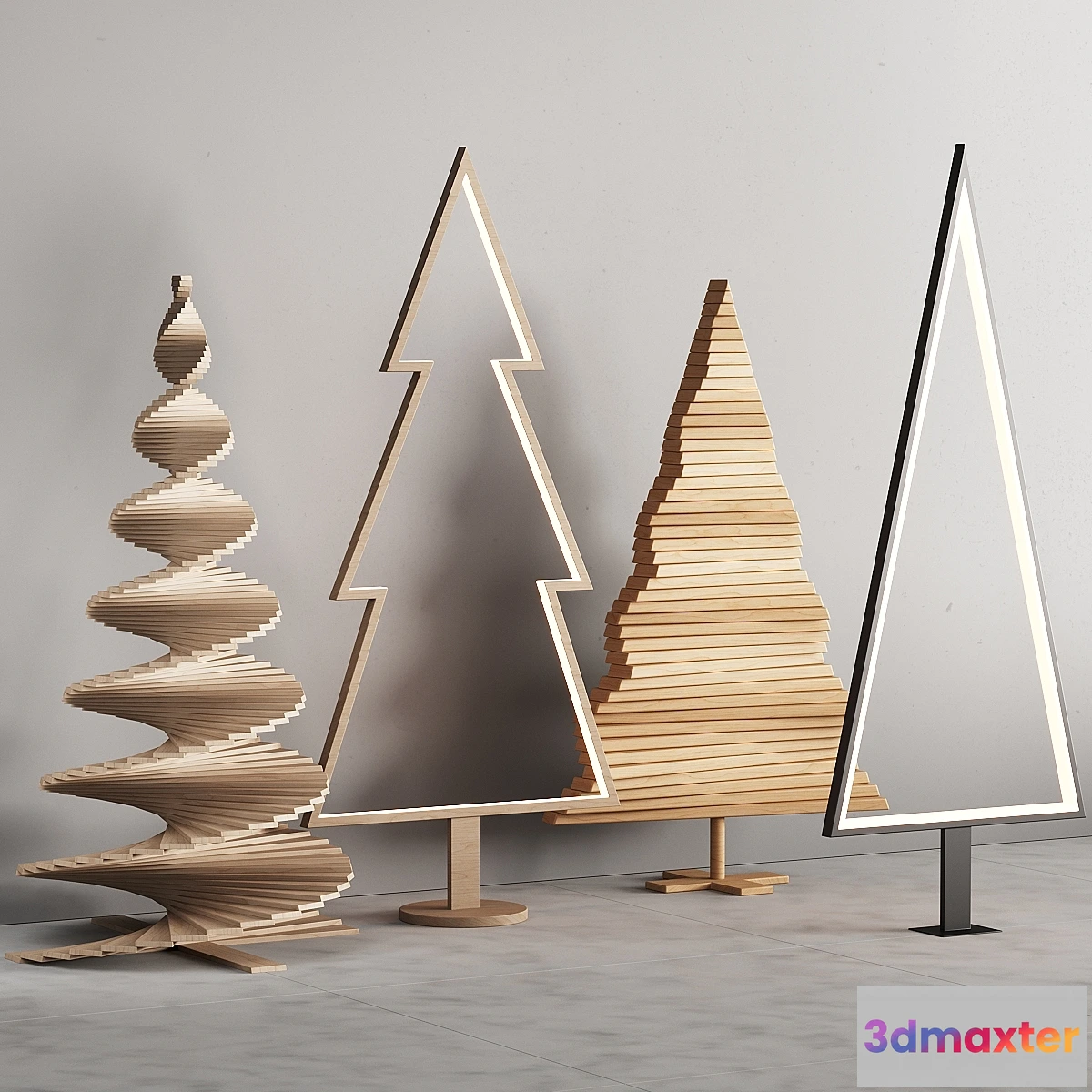 701896 - 035 Modern christmas trees 01 wood and light