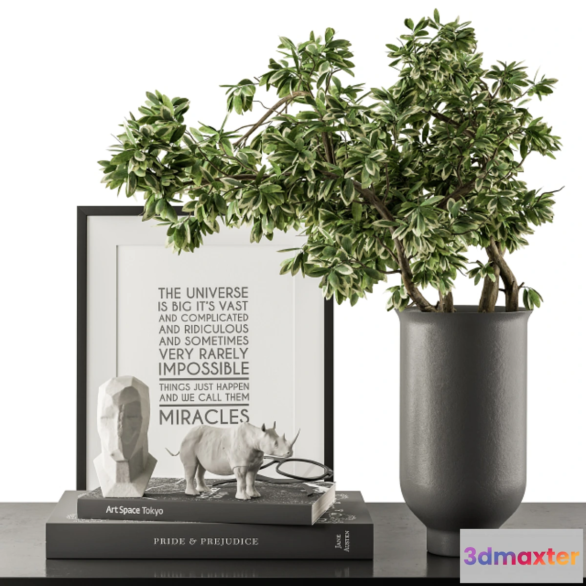 702000 - Black and Green Decorative Set with Plants - Set 77