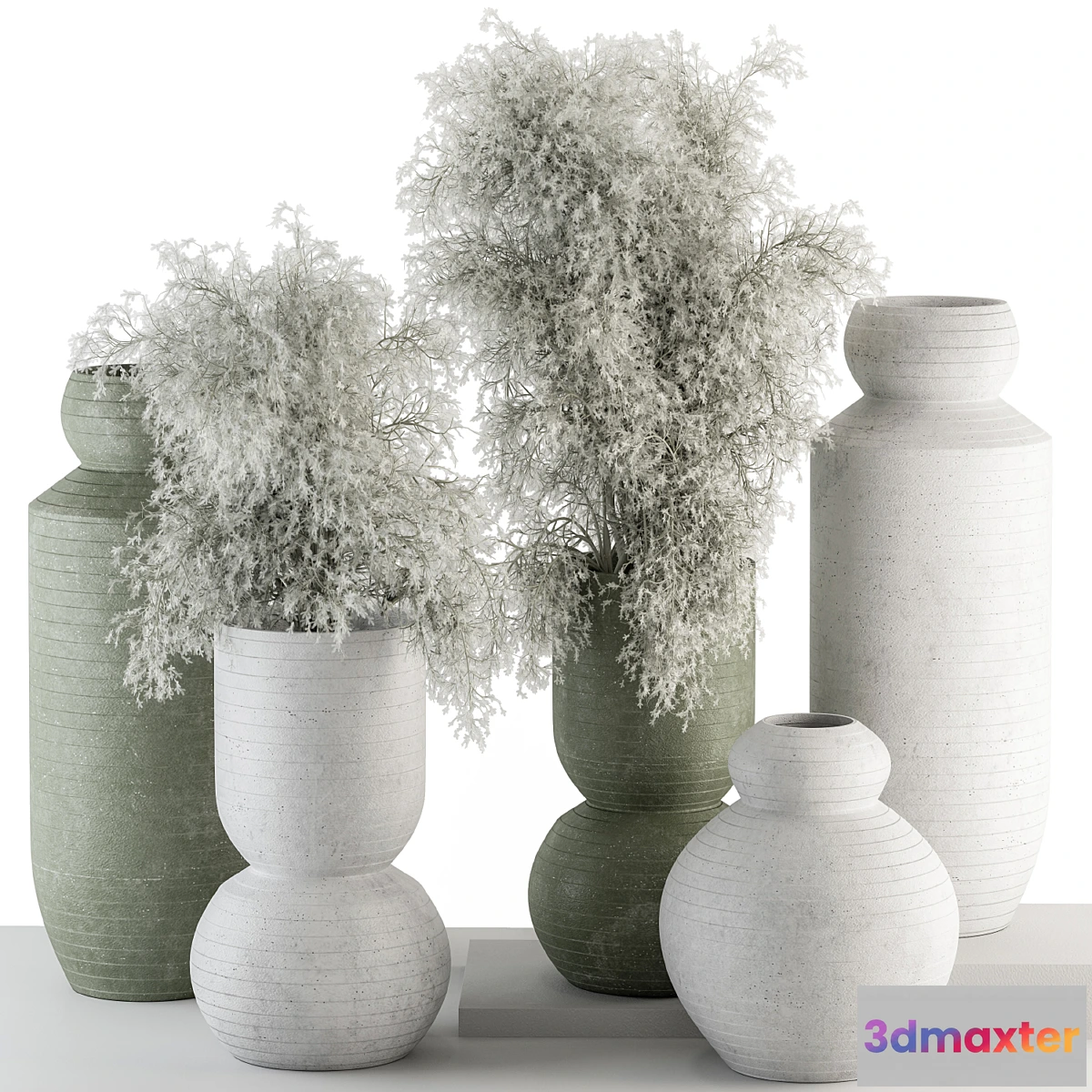 702294 - Vase and Plant Green and Gray Decorative Set - Set 102 - No.2