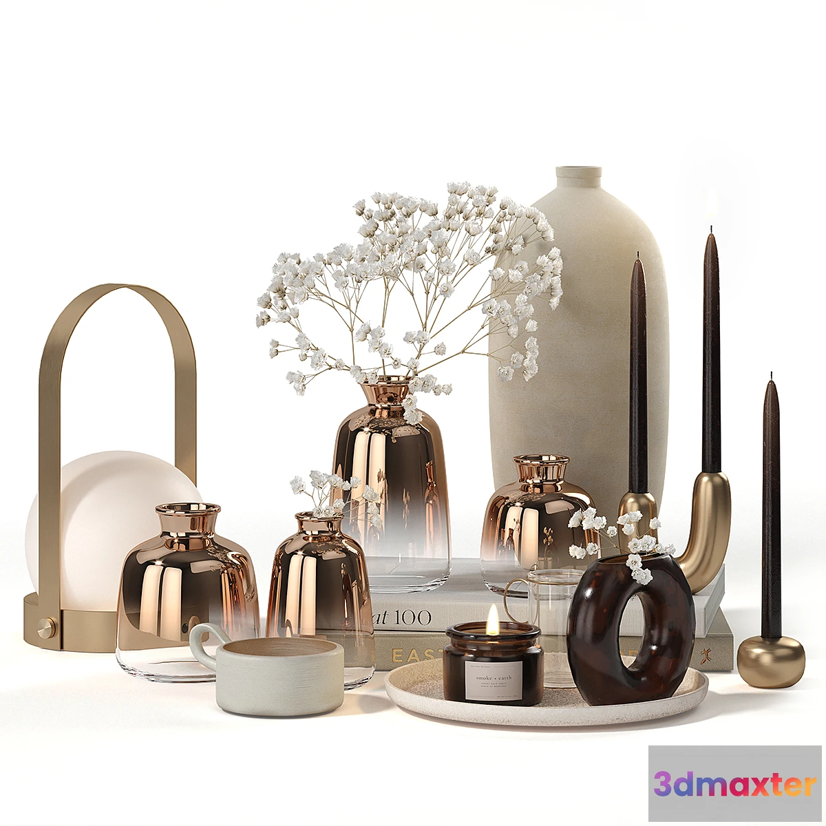 715254 - Decorative set Gold plated Translucent Glass Vases - No.2