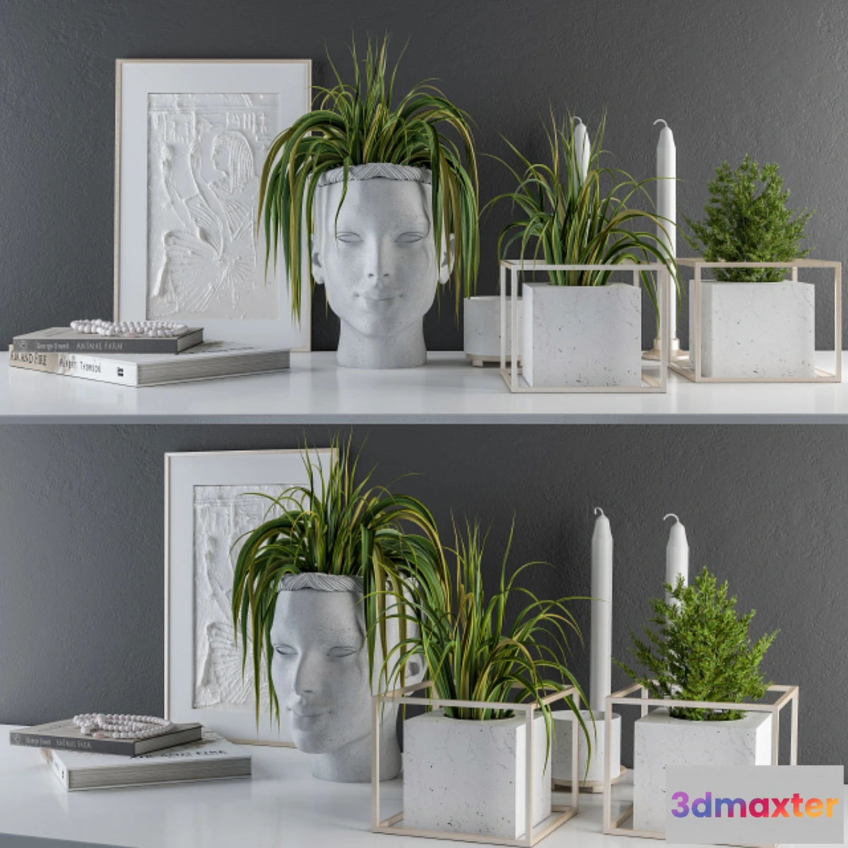 715570 - Decorative Set Sculpt Pot and Plants - No.2