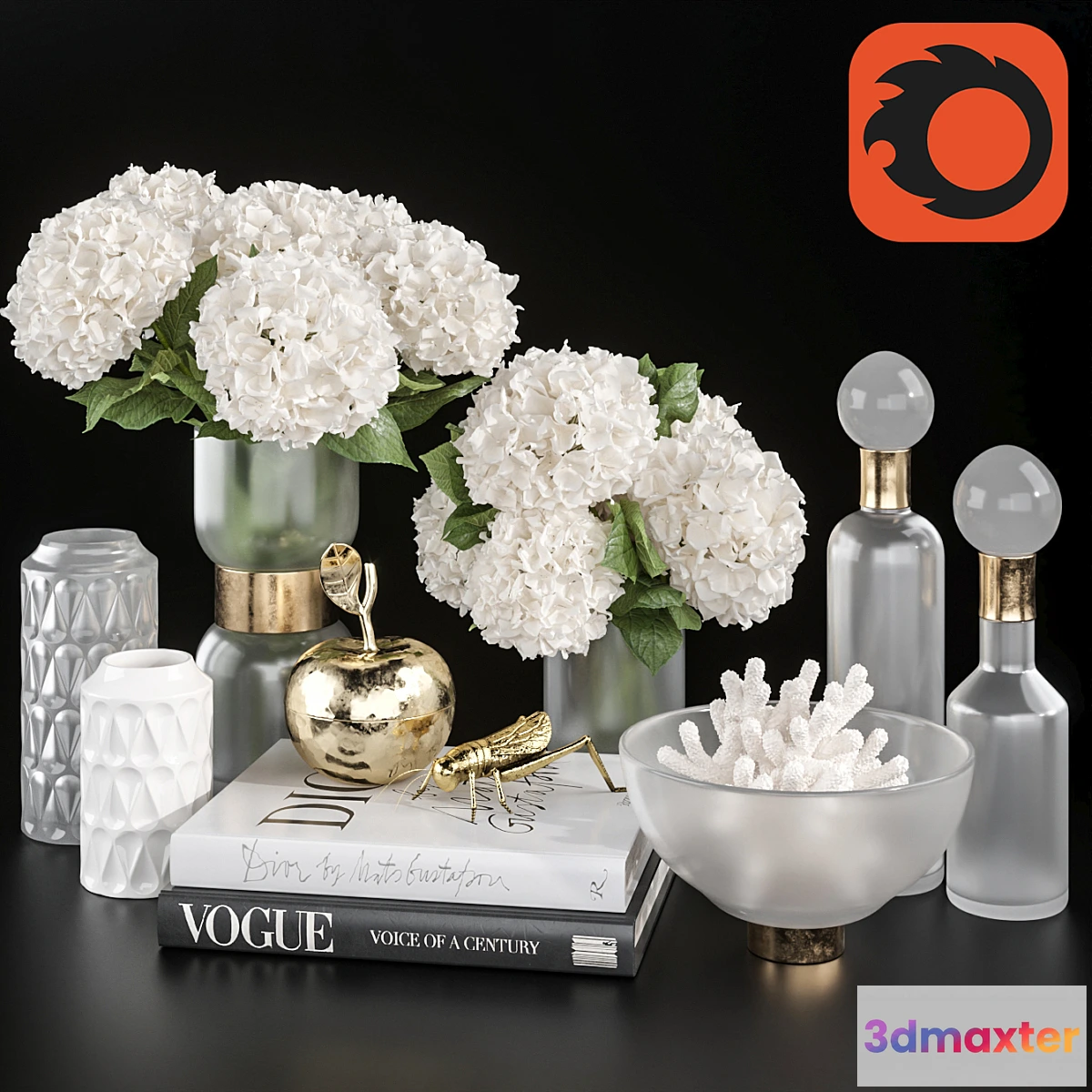 739719 - Decoration Set 32 frozen glass and Hydrangea - No.2