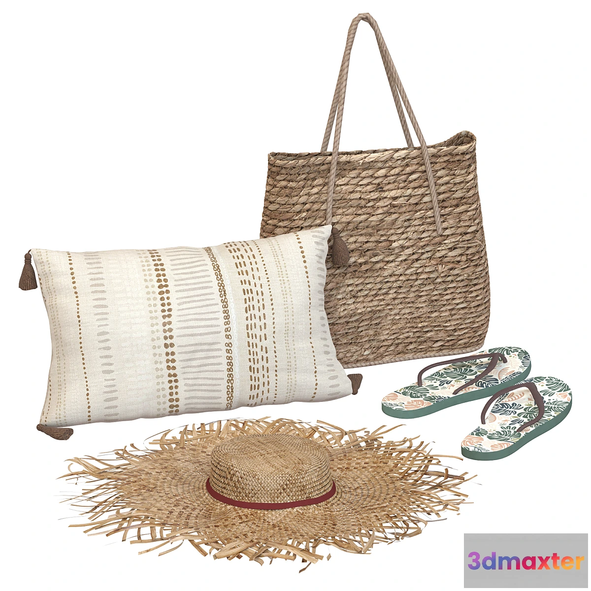 784564 - Boho style beach accessory set with hat and slippers - No.2