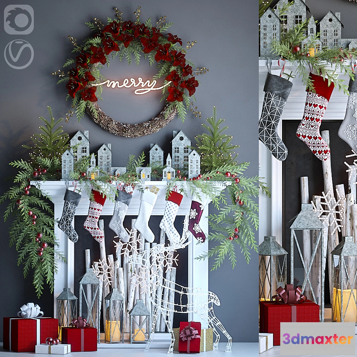 826522 - Artificial fireplace with Christmas decor 3 - No.4
