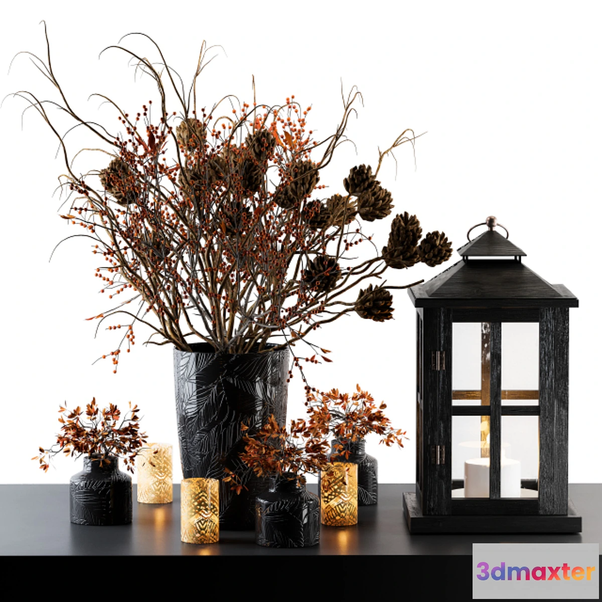 826710 - Decorative Set Berry and Branches with lantern - No.3