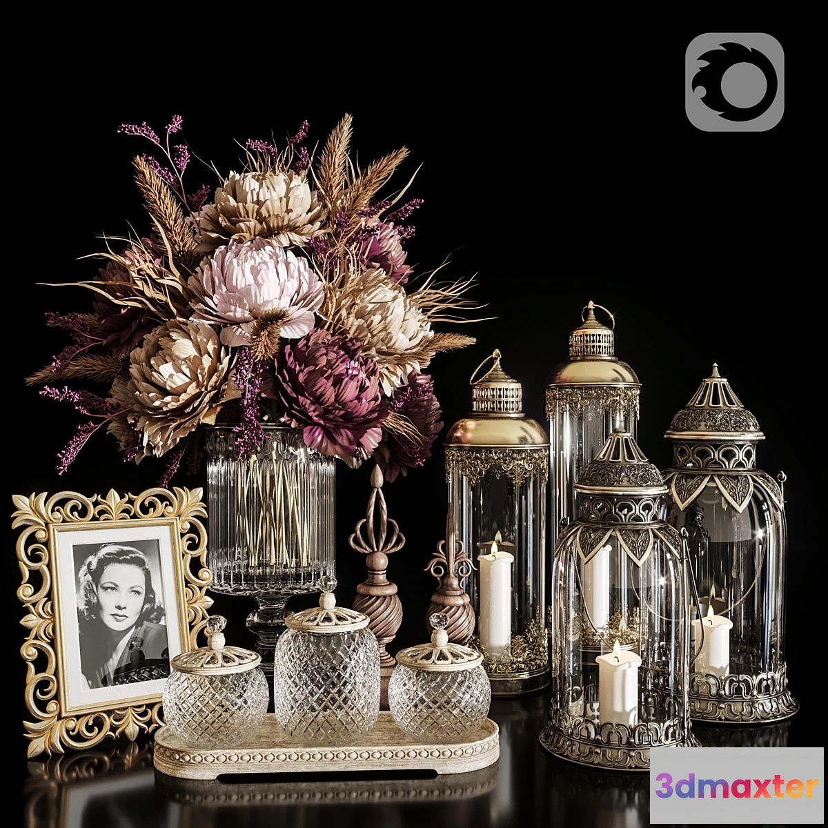 827204 - DECORATIVE SET 20 Dried flower antique lantern. - No.6