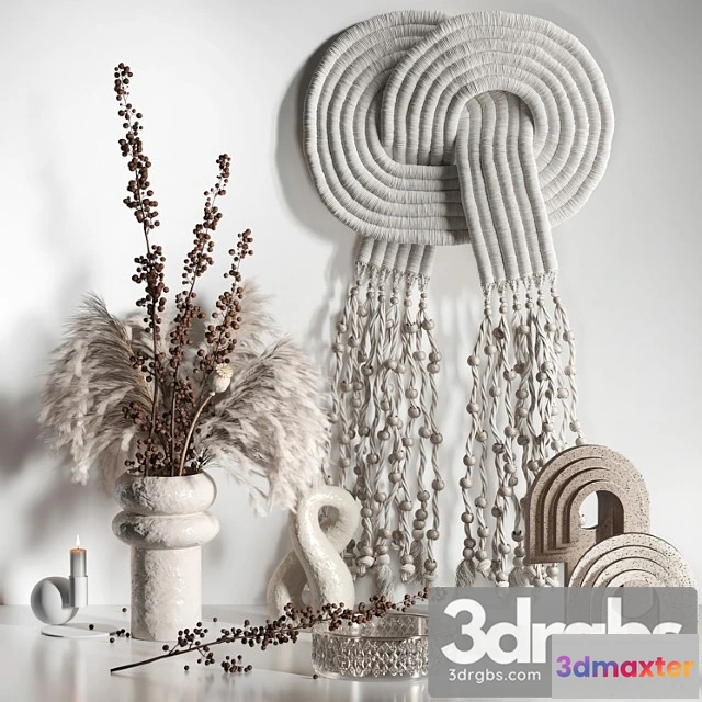 923282 - Decorative Set 05 with Macrame and Berry Branch