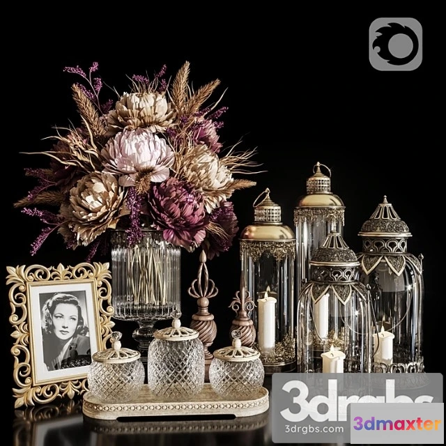 923564 - Decorative Set 20 Dried Flower Antique Lantern