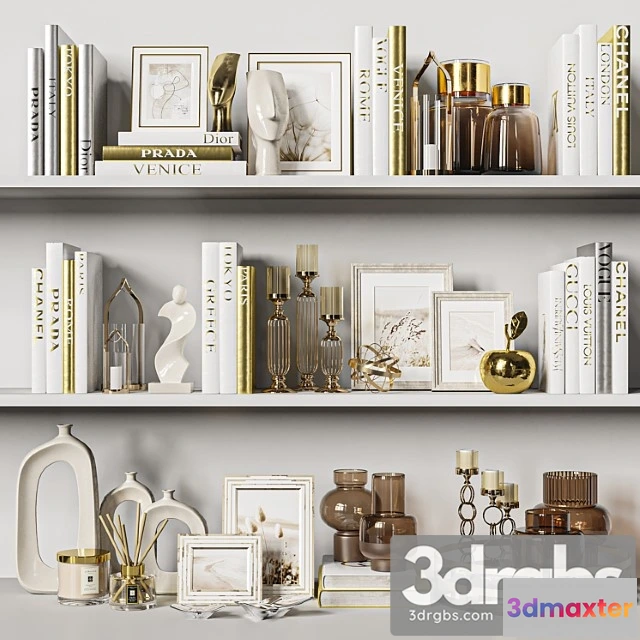 923708 - Decorative Set 37 White and Gold Books.