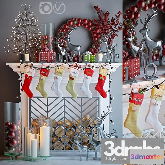 923970 - Decorative set Artificial fireplace with christmas decoration 4