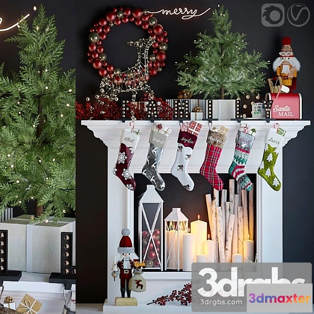 923972 - Decorative set Artificial fireplace with christmas decoration 5