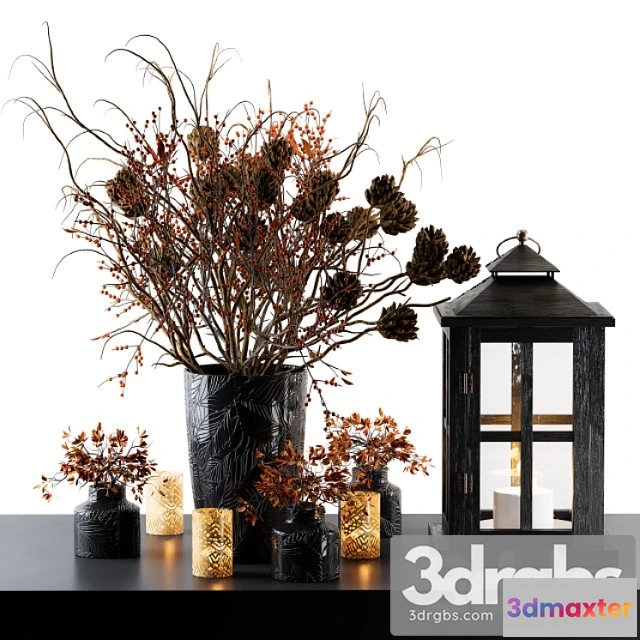 923992 - Decorative set berry and branches with lantern