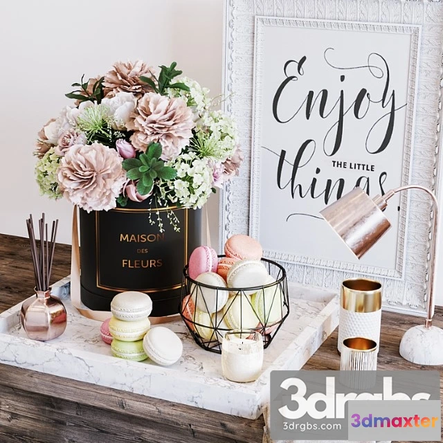 924188 - Decorative set Flowers & macarons decorative set