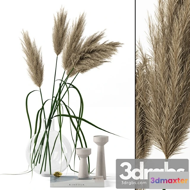 924256 - Decorative set Grass in round vase